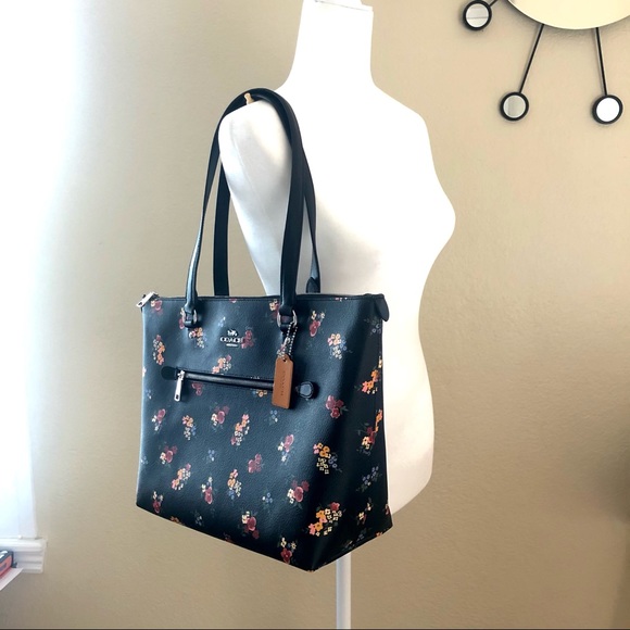 SOLD Coach Gallery Tote Black Floral Purse Wallet Set - Picture 8 of 12